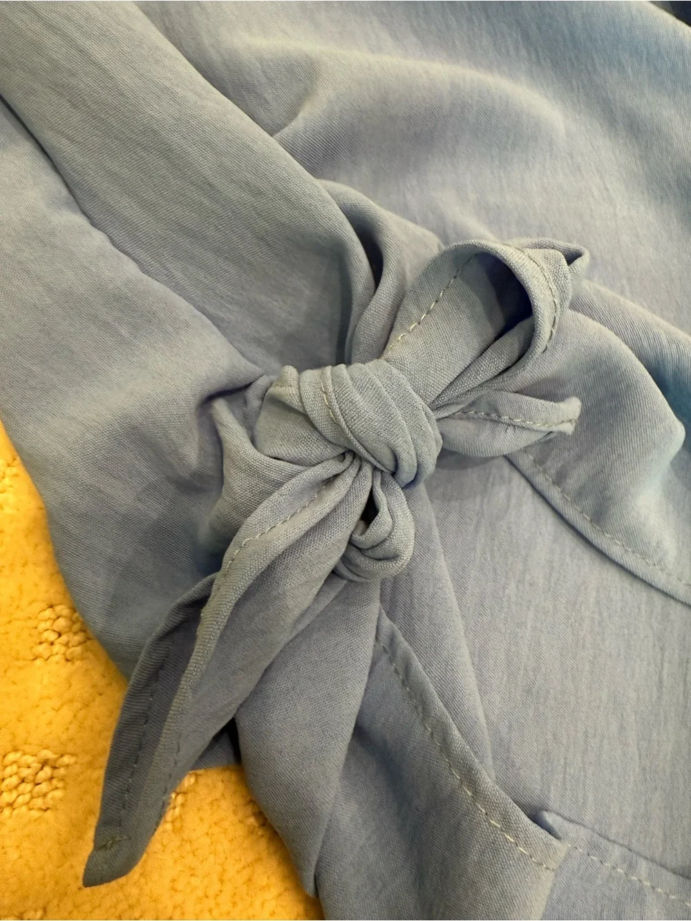 Easel Blue Flutter Sleeve Side Tie Blouse Boho Relaxed Fit Top Medium - Picture 3 of 5